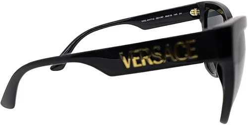Vista 3 de Versace Lentes de sol para mujer, montura Havana, lentes marrón oscuro, 2.205in