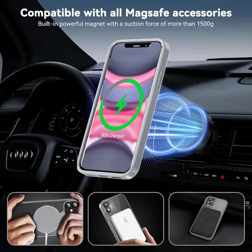 Vista 4 de Fin2feel Funda magnética para iPhone 11, con protector de pantalla de vidrio templado, [compatible con MagSafe], protección militar contra caídas a
