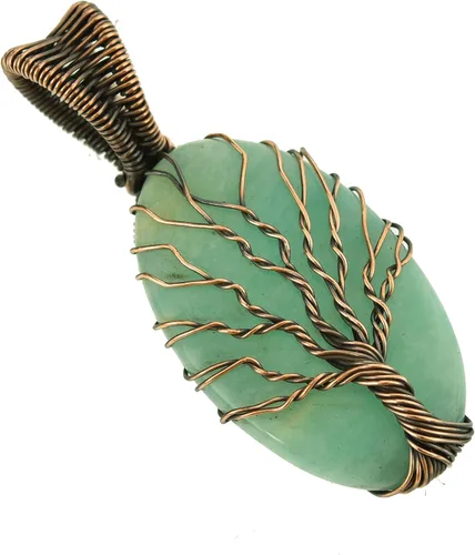 Vista 7 de Tree Of Life Natural Gemstone Pendant Copper Wire Wrapped Jewelry Necklace