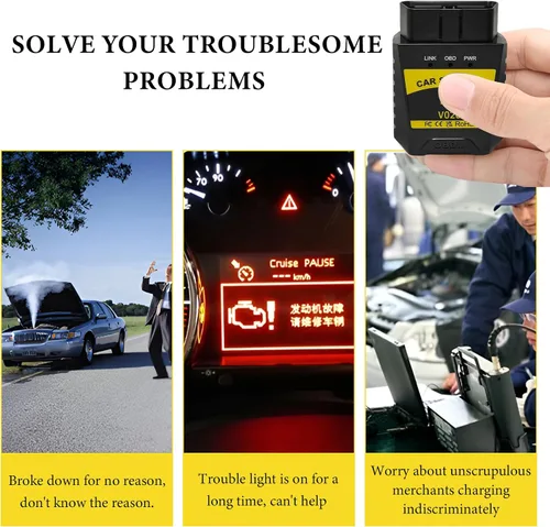 Vista 5 de Escáner Bluetooth OBD2, herramienta de escaneo de diagnóstico automático para borrar/restablecer el código de error del motor del vehículo, lector