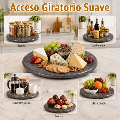 Vista 4 de Creative Home Tabla de queso y embutidos de mármol de carbón natural de 12 pulgadas Gris