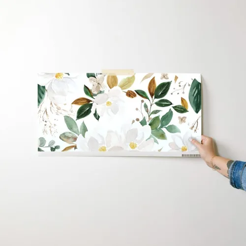 Vista 7 de Spoonflower Papel tapiz para despegar y pegar - Papel pintado extraíble personalizado con flores de magnolias florales doradas