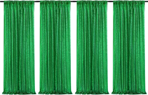 Vista 16 de Poise3EHome - Cortinas de lentejuelas con purpurina champagne, 2 piezas de 2 x 8 pies, paneles de purpurina para fiesta de Halloween, fiesta