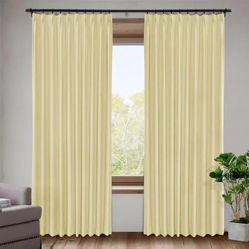 Vista 2 de Frelement Cortinas plisadas opacas completas para barra transversal y pista, cortinas texturizadas de lino para dormitorio, sala de estar, cortinas