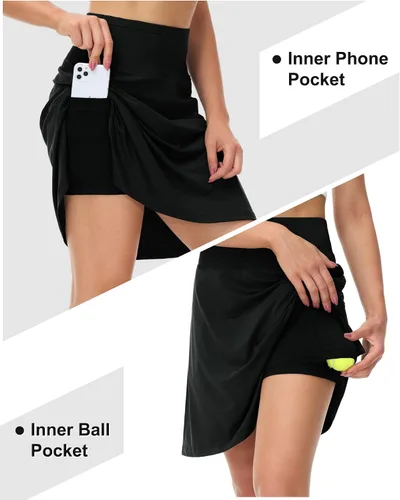 Vista 3 de VILIGO Faldas de tenis de 20 pulgadas de longitud hasta la rodilla, faldas largas atléticas con bolsillos, faldas de golf de cintura alta