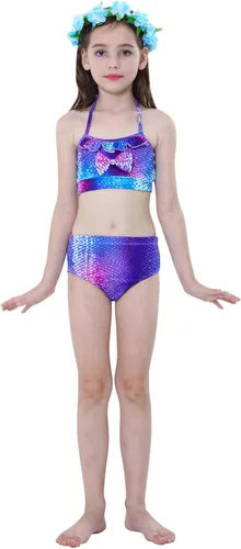 Vista 6 de Kakawayi traje de baño de 3 piezas diseño de cola de sirena para niñas