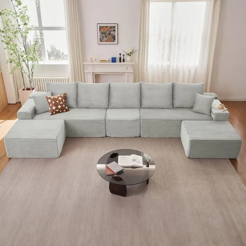 Vista 102 de Lakifun Sofá en Forma de L de 107" con Otomana, Seccional Modular Moderno Sofá Cómodo en Forma de U Nube, Asiento Profundo, Chaise Longue Cama