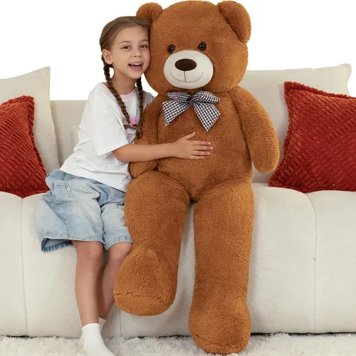 Vista 14 de MorisMos Oso de peluche gigante con corbata de 4 pies, 47 pulgadas, oso de peluche grande clásico, regalo para novia novio en cumpleaños, azul