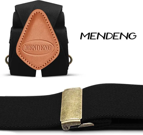 Vista 4 de MENDENG Tirantes para hombre ganchos giratorios de alta resistencia soporte ajustable retro con espalda en X