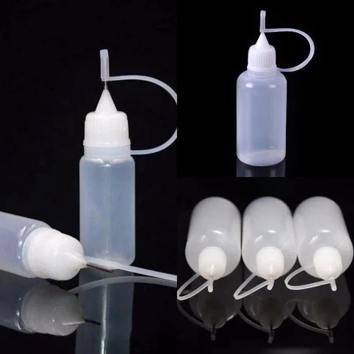 Vista 7 de Botella de pegamento con punta de aguja, gotero vacío, aplicador de botellas de plástico, herramienta de quilling, pegamento de punta de precisión