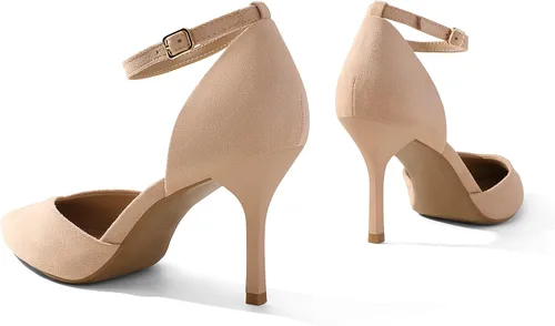 Vista 5 de DREAM PAIRS Zapatos de tacón alto para mujer, con tiras cerradas, correa en el tobillo, puntera puntiaguda, tacón D'Orsay para boda, fiesta, zapatos