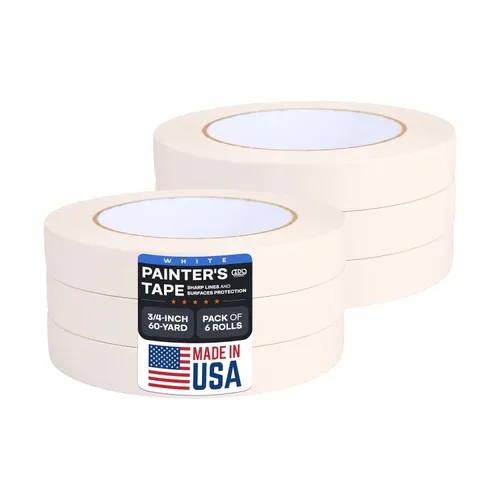 Vista 15 de IDL Packaging Cinta adhesiva blanca de 1 1/2 pulgadas x 60 yardas (paquete de 3 rollos), adhesivo de goma natural, protección de líneas afiladas