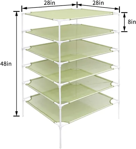 Vista 2 de Growsun Rejilla de secado de suéter de 6 capas apilable, malla de tela seca, verde (conector actualizado)