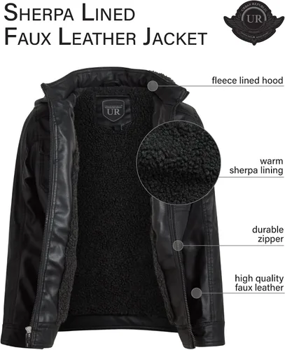 Vista 2 de URBAN REPUBLIC Chaqueta de piel sintética con capucha de forro polar para niños
