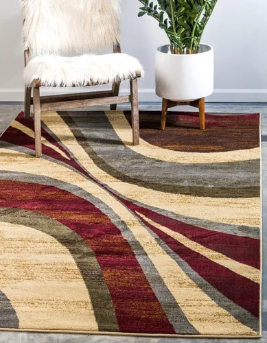 Vista 14 de Unique Loom Barista Collection - Alfombra Ngada (2 pies 2 pulgadas x 3 pies 1 pulgada, Rectangular, Beige/Rojo)