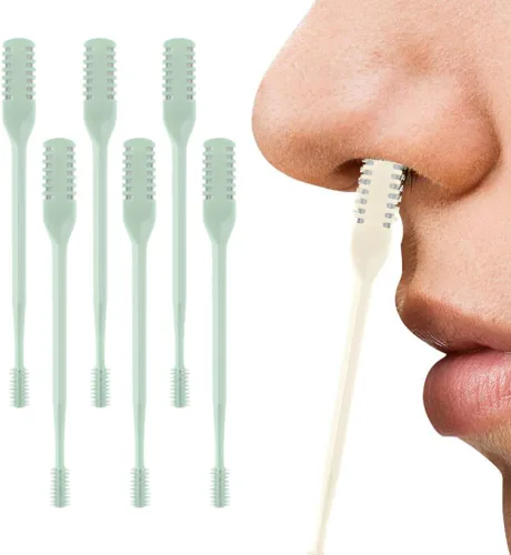 Vista 7 de AprYew Cortador de pelo nasal 2 en 1, recortador de vello nasal para hombres y mujeres, herramienta de extracción manual portátil de 360° con Beige