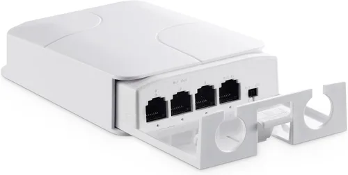 Vista 8 de MokerLink - Extensor PoE Gigabit de 4 puertos para exteriores, repetidor IEEE 802.3 af/at, 10/100/1000 Mbps, 1 en 3 salidas, interruptor de paso POE