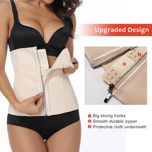 Vista 2 de MISS MOLY Corsé de látex para mujer, corsé de entrenamiento de cintura con cremallera y gancho, faja deportiva de reloj de arena