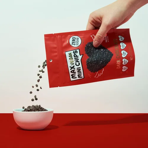 Vista 6 de Max Sweets - Mini chispas de chocolate veganas - Deliciosos dulces sin azúcar, ideales para dietas cetogénicas, sin gluten, diabéticos, bajas