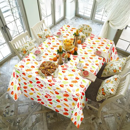 Vista 5 de Newwiee Paquete de 3 manteles de Acción de Gracias de 108 x 54 pulgadas, manteles de plástico desechables de otoño, mantel rectangular impermeable