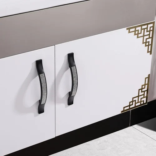 Vista 9 de LANC Tiradores de gabinete de cristal negro para cocina y baño, manijas de gabinete para dormitorio, pomo de gabinete negro mate brillante