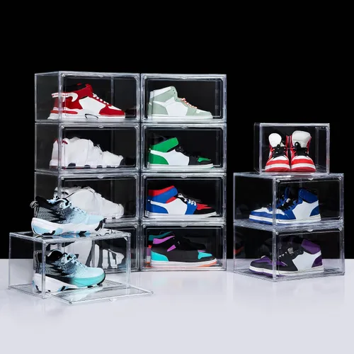 Vista 7 de Paquete de 12 cajas de zapatos de acrílico, cajas de zapatos ultra transparentes, apilables, caja de almacenamiento de zapatos para zapatos