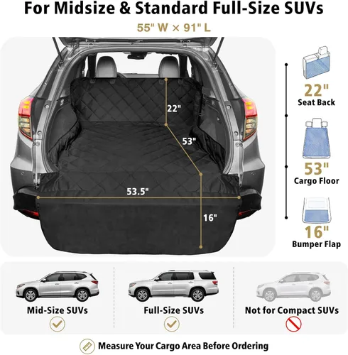 Vista 2 de Forro de carga SUV para perros - Funda para maletero para SUV con protector de solapa para parachoques A-Negro