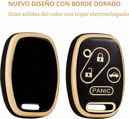Vista 4 de OFFCURVE Funda protectora completa para llave de automóvil Honda Accord Negro dorado