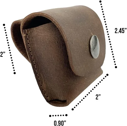 Vista 6 de Funda de carga rústica para AirPods hecha a mano de cuero de grano completo, tamaño de bolsillo, funda Bluetooth auténtica, bolsa de transporte