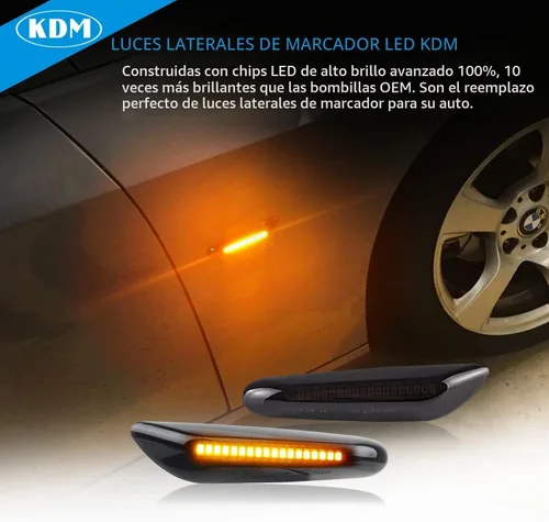 Vista 4 de KDM Luces LED de marcador lateral para guardabarros para BMW E90 E91 E92 E93 E46 E60 E61 E81 E82 E87 E88 E83 X3 E84 X1 325i 328i 335i 330i, señal