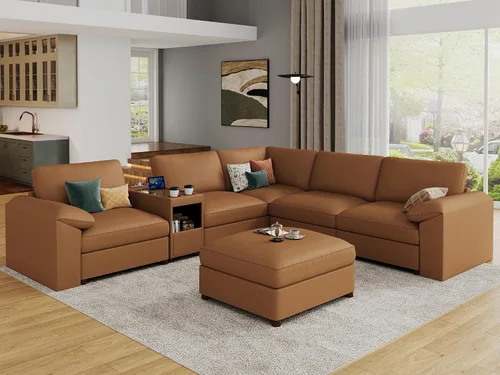 Vista 9 de EASE MOOSE Sofá modular seccional, sofá en forma de U para sala de estar Beige