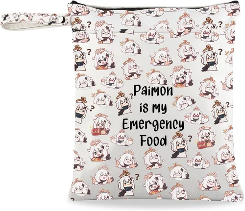 Vista 9 de JXGZSO Bolsa de cosméticos inspirada en el anime Paimon is my Emergency Food Traveller Gift Anime Lover Gift, Paimon, Novedad, Diversión, Inspirado