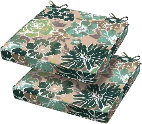 Vista 14 de Magpie Fabrics Cojín de asiento de esquina cuadrada, 18 x 18 x 2.5 pulgadas, paquete de 2, impermeable, para interiores y exteriores, resistente a
