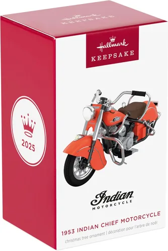 Vista 7 de Hallmark Keepsake Adorno de Navidad, 1953 Indian Chief Motocicleta, metal, regalos para coleccionistas de motocicletas