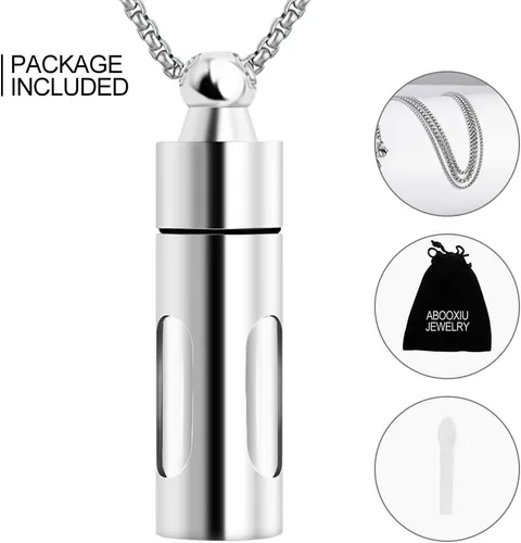 Vista 6 de abooxiu Contenedores de vidrio Urna Collares para cenizas Acero inoxidable Cremación Joyería Colgante Memorial Recuerdo - Personalizar disponible