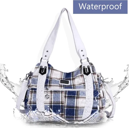 Vista 212 de Angel Barcelo - Bolsa de hombro amplia para mujer, diseño Hobo, cuero lavado