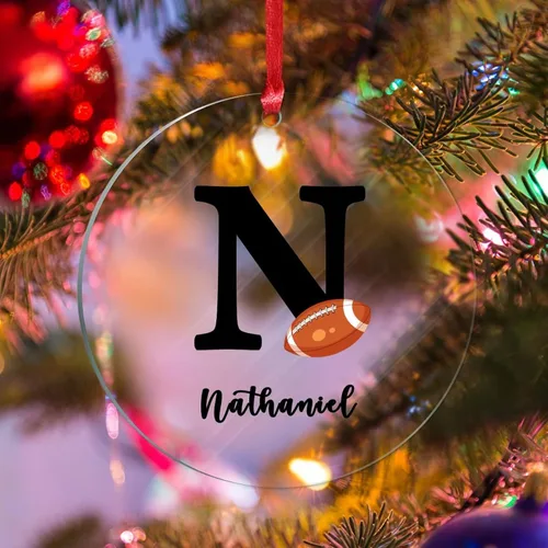 Vista 16 de Adornos colgantes personalizados con monograma inicial de letra A, árbol de Navidad, apellido personalizado, decoración de árbol de Navidad, feliz