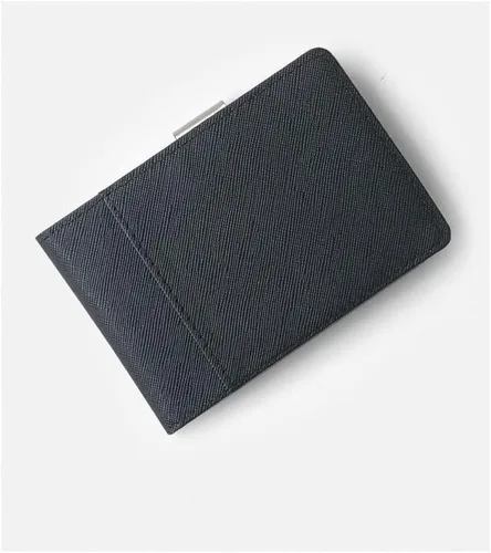 Vista 7 de SDFGH - Billetera de cuero con clip para dinero y dinero para hombre con abrazadera de metal, tarjetero de identificación femenino