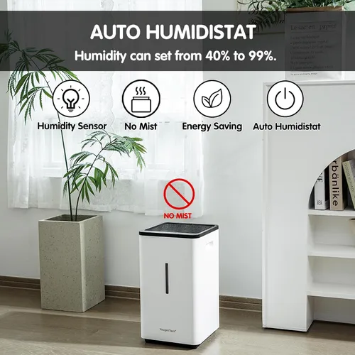Vista 3 de Humidificador evaporativo YougetTech 6.5L, 50.7 fl oz/h, 7 velocidades No-mist whole-room humidifier. 7 speeds, auto humidistat, top-fill. Covers
