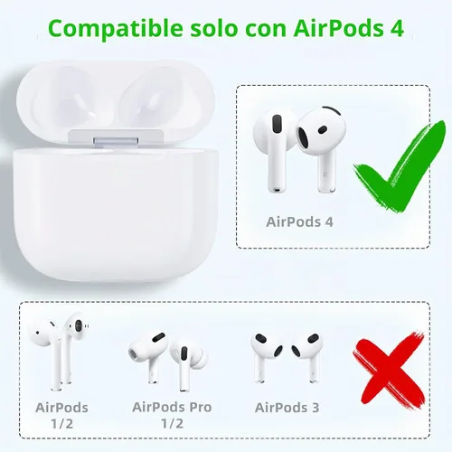 Vista 2 de Funda de carga inalámbrica compatible con AirPods 4, cargador de repuesto con botón de sincronización de emparejamiento Bluetooth (a USB-C)