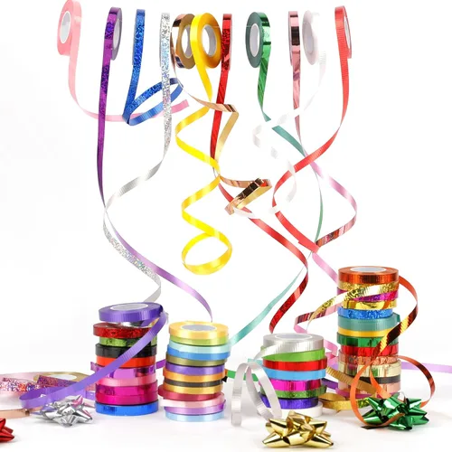 Vista 4 de WELTOKE 27 rollos de cinta rizadora de globos, cinta de envoltura de regalo para envolver, manualidades, bodas, fiestas, festivales, flores