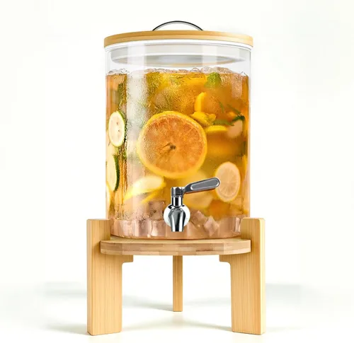Vista 9 de Dispensador de bebidas de 2.9 galones, dispensador de bebidas de vidrio con soporte, dispensadores de bebidas para fiestas, dispensador de bebidas