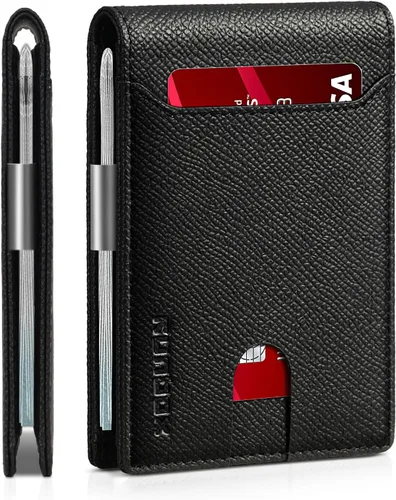 Vista 81 de RUNBOX - Carteras delgadas para hombre, cartera de piel con pinza para el dinero, cartera de bolsillo frontal con bloqueo RFID, tarjetero