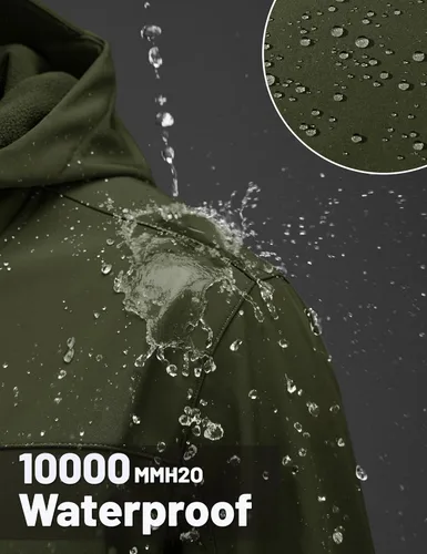 Vista 2 de TACVASEN Chaqueta Softshell para Hombre con Capucha Impermeable Abrigo Táctico de Vellón Abrigo de Invierno Rompevientos Chaquetas Ligeras