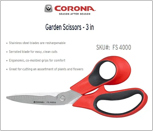 Vista 3 de Corona Tijeras florales de acero inoxidable, hoja de 3 pulgadas, FS 4000, rojo