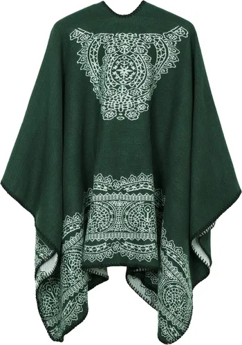 Vista 31 de Chales cálidos para mujer, cárdigan con frente abierto, estilo vintage, poncho
