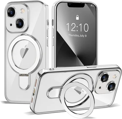 Vista 148 de Funda compatible con iPhone 12 con soporte de anillo magnético invisible [compatible con Mag-Safe] [Protector completo de lente de cámara] Funda
