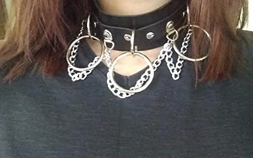 Vista 8 de Gargantilla circular de piel sintética gótica con cuello de remache punk roca negra tachonada Cuero cuero