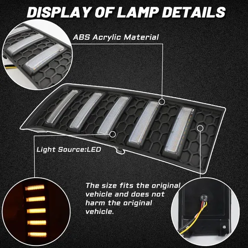 Vista 2 de Switchback - Lámpara LED antiniebla frontal blanca/ámbar de luz diurna, función de luz de señal de giro LED dinámica secuencial compatible