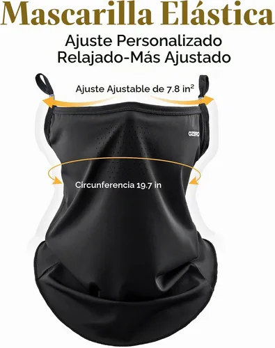 Vista 8 de OZERO Máscara facial para cuello, protección solar UV UPF 50+ para hombres Negro+Blanco